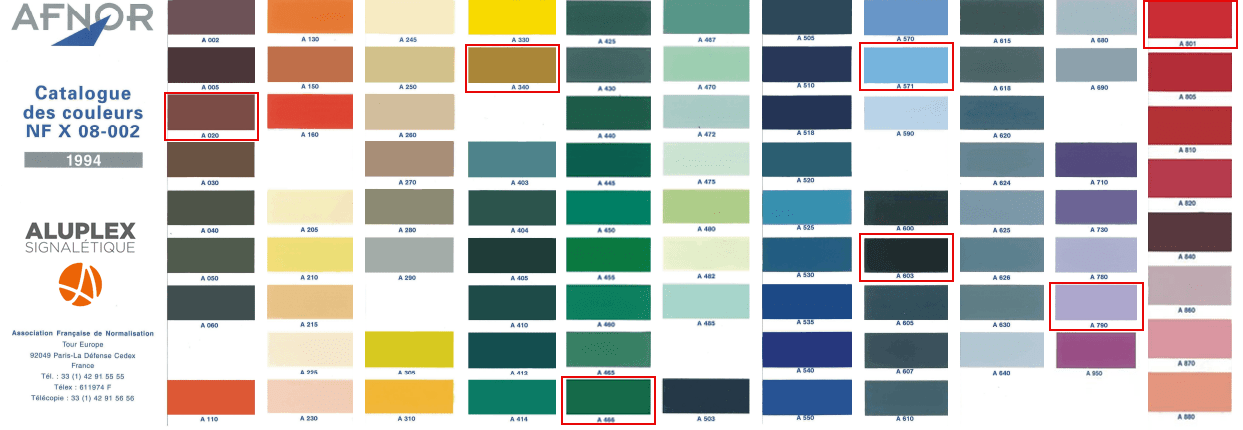 nuancier afnor norme nf x 08-100 repérage de tuyauterie