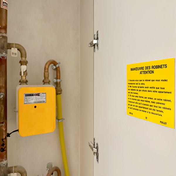 Plaque de consigne T200 GRDF et Coffret Gaz