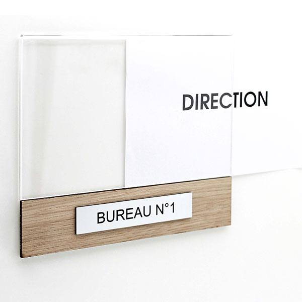 signalétique bureau plaque de porte plexiglass
