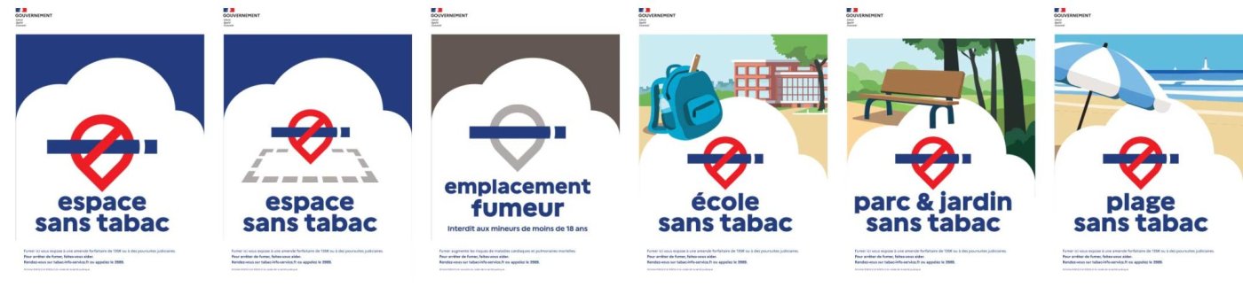 Signalétique anti-tabac : affichez clairement vos zones sans tabac, périmètres et espaces fumeurs.